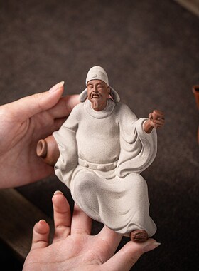 古风禅意历史人物李白雕像塑家居玄关装饰陶瓷工艺品李白醉酒摆件