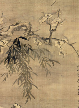 清恽寿平五清图卷轴花鸟画仿古画装饰画客厅沙发玄关茶楼挂画字画