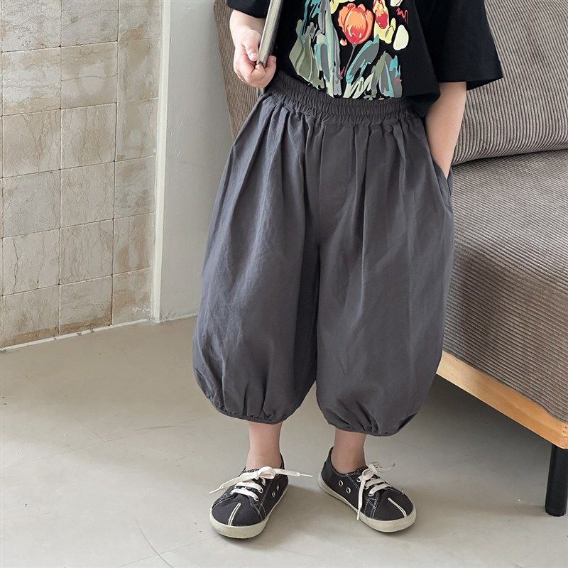 暮晨家新款夏装2025男童纯色薄款灯笼裤中小童宽松防蚊裤七分裤,淘宝优惠券,粉丝福利购,淘宝优惠卷