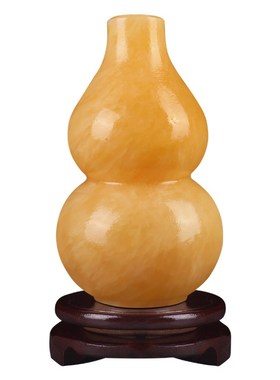 天然原石雕刻米黄玉葫o芦摆件玉雕装饰品福禄寿客厅玄关玉器工艺