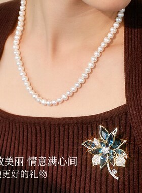 母亲节礼物淡水珍珠项链妈妈款高档胸针套装女送妈妈长辈婆婆生日