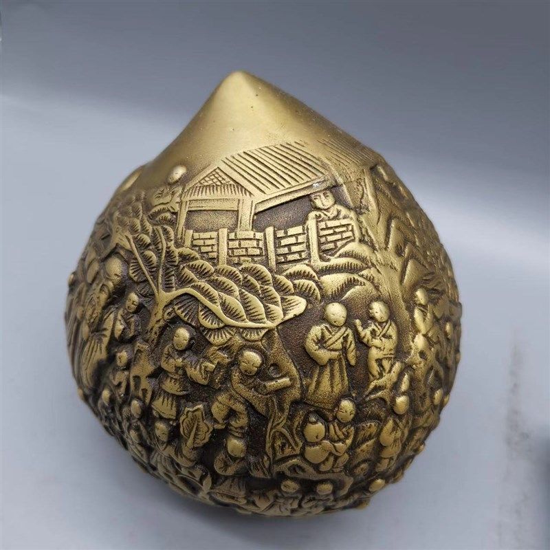 纯铜百子祝寿寿桃送人祝寿礼品仿古鎏金寿桃寿星百子祝寿桌面摆件,淘宝优惠券,粉丝福利购,淘宝优惠卷