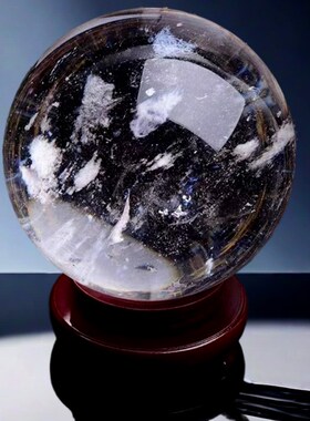 白色水晶球摆件透明圆形球客厅玄关卧室入户门店铺W开业乔迁新居