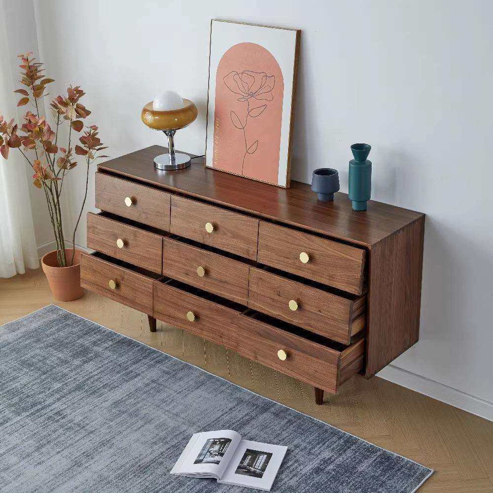 黑胡桃九斗柜北欧实木斗柜储物边柜卧室客厅收纳柜现代实木家具,淘宝优惠券,粉丝福利购,淘宝优惠卷