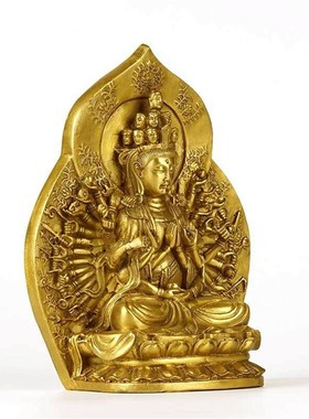 纯铜千手观音佛像摆件家居客厅招财装饰品摆设中式送礼