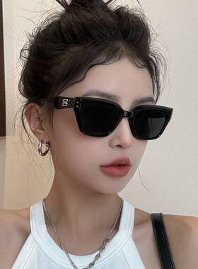 猫眼墨镜女款高级感显脸小2025新款方圆脸黑色复古欧美风太阳眼镜