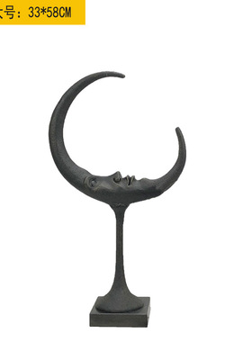 中式轻奢软装饰品酒店大堂人脸抽象雕塑客厅玄关金属铸铁装饰摆件