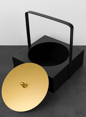 新中式铁艺金属收纳盒首饰盒摆件家居样板房酒店手提盒软装饰品