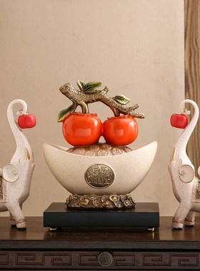 招财大象一对摆件新中式高档客厅电视柜酒柜家居玄关办公室装饰品