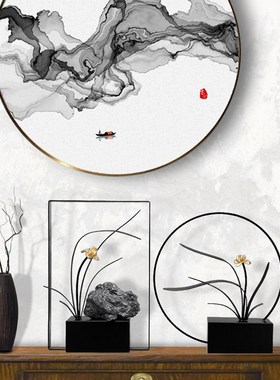 新中式创意铁艺摆件高级感小众高端客厅电视柜玄关办公室软装饰品