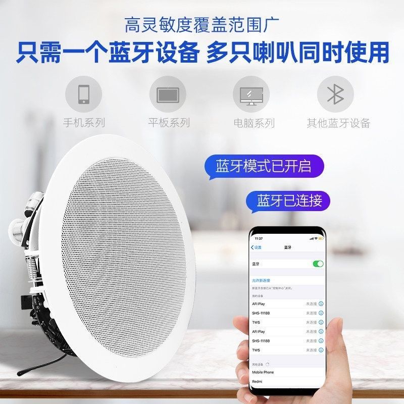 无线蓝牙吸顶音响店铺专用嵌入式音箱家用客厅天花吊顶喇叭广播,淘宝优惠券,粉丝福利购,淘宝优惠卷