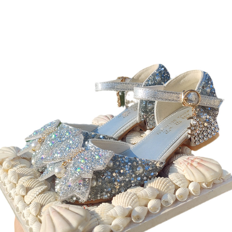 水晶鞋女儿童高跟钻公主学院风小女孩生日洋气闪亮韩系小皮鞋走秀,淘宝优惠券,粉丝福利购,淘宝优惠卷