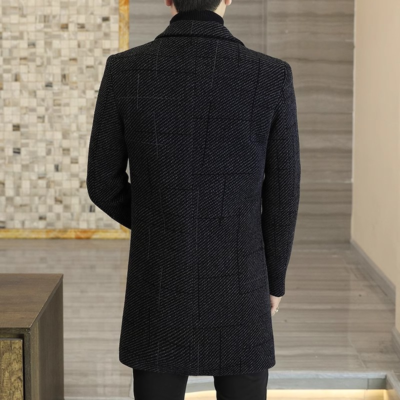 新款羊绒毛呢大衣男士秋r冬高级感潮流加厚中长版呢子休闲风衣外 - 图3