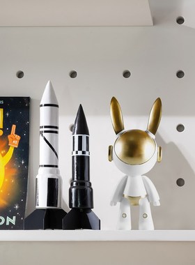 长耳兔陶瓷摆件玄关客厅电视柜电镀抽象北欧金色轻奢桌面装饰品