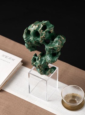 现代新中式陶瓷太湖石摆件样版房间酒店售楼处展厅书架酒柜装饰品