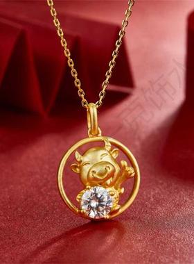过新年十二生肖S925镀金项链纯银莫桑钻女吊坠项链本命年动物项链