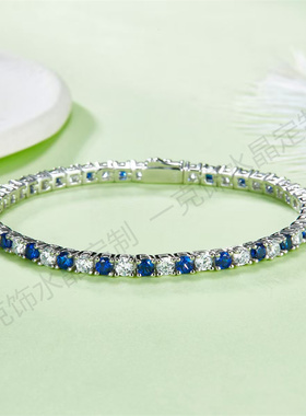 S925银镀18K白金培育彩宝钻手链