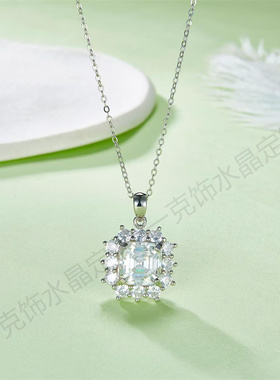 S925银18K白金莫桑钻4克拉项链女