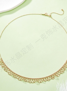 S925银镀18K金编织蕾丝复古项链