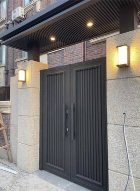 铝艺别墅大门户外铁艺庭院围墙花园门铝合金自建房电动大门楼门顶