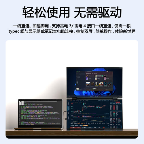 15.6寸2.5K折叠双屏便携显示器笔记本电脑炒股专用扩展副屏屏幕 - 图1