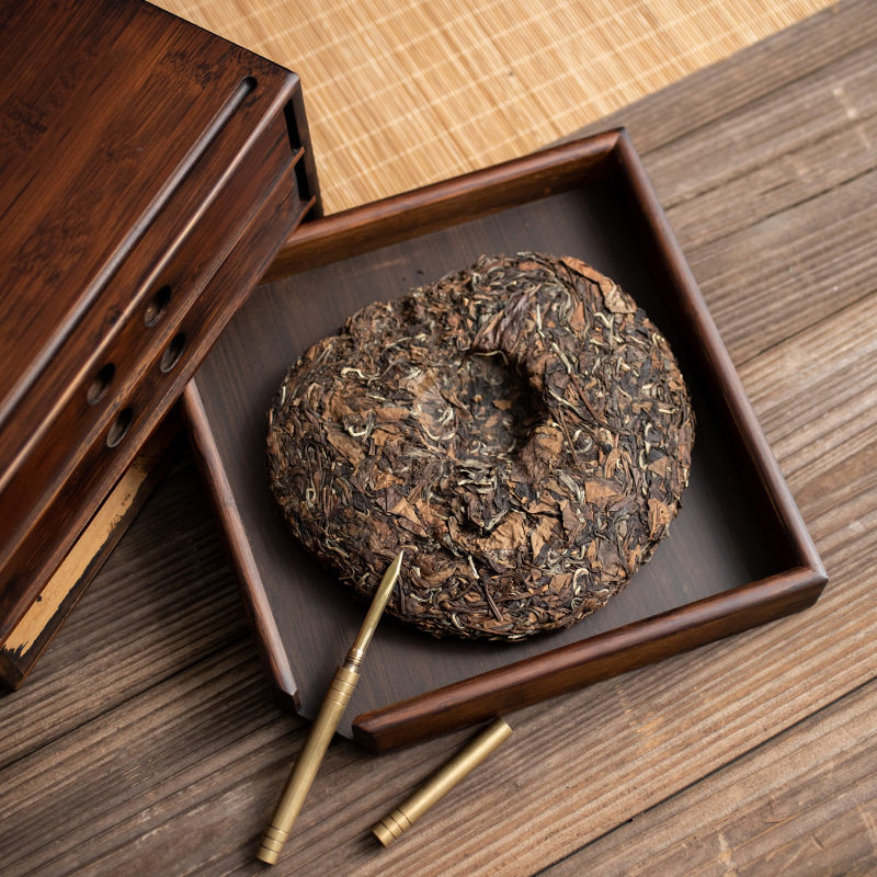 Walnut color bamboo Pu'er tea box storage box white tea tea cake box multi-layer tea storage box drawer tea set accessories
