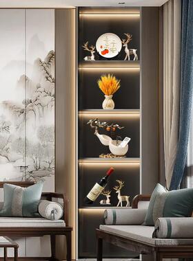 高档轻奢电视柜办公室客厅酒柜装饰品新中式家居玄关组合套装摆件