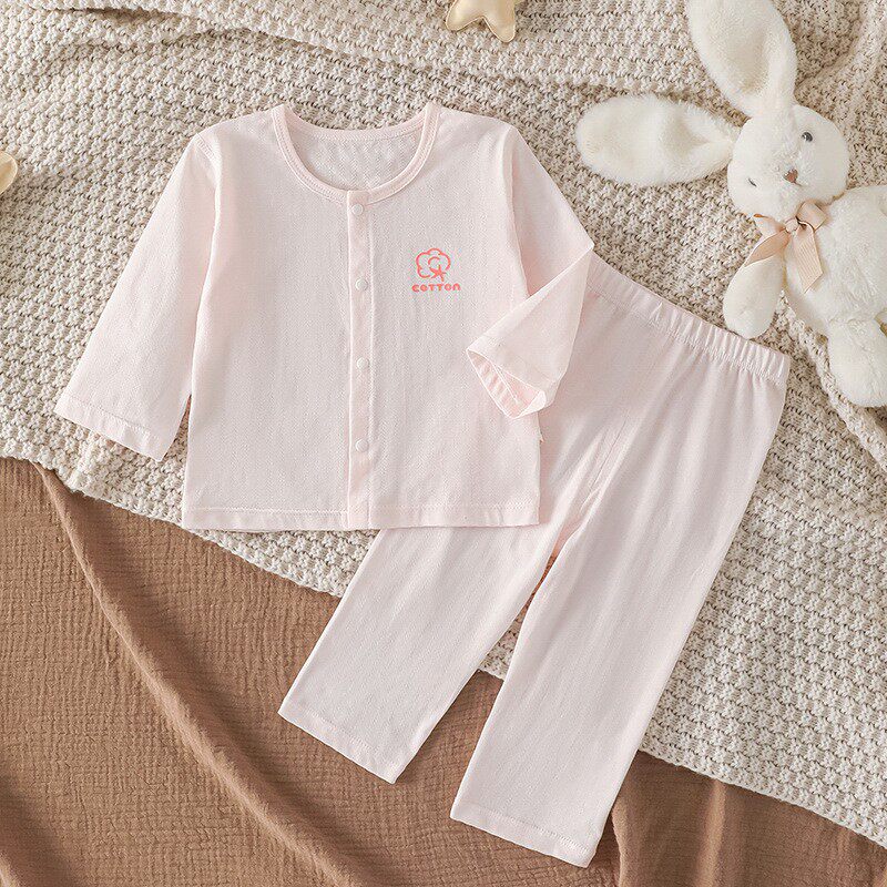 婴儿分体套装a类无骨内衣家居服套纯棉宝宝空调服睡衣