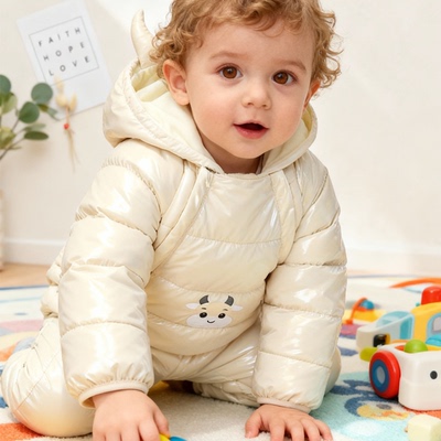 婴儿加厚保暖连帽连体衣