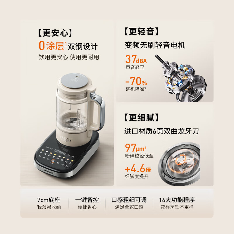 Joyoung Frequency Converter Light Wall Breaker Household Soy Milk Bass Grain Food Supplementary Food Processing Machine Flagship 2025 Edition B1