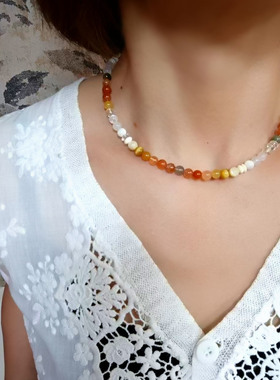 PURPLETUNE/紫调天然水晶多宝精致锁骨项链925纯银扣可调节叠戴