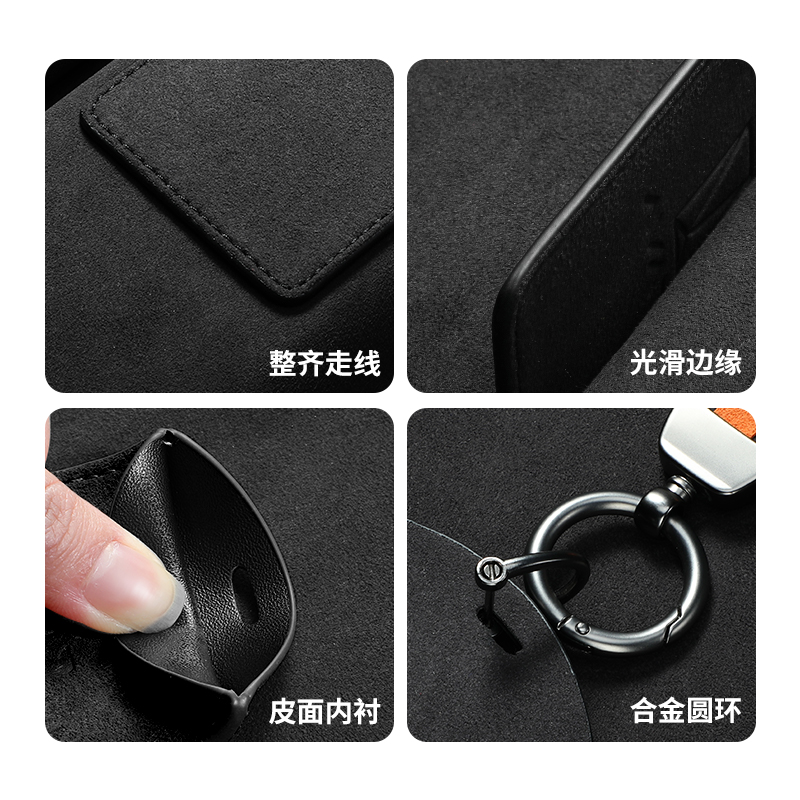 适用小鹏MONA/M03卡片钥匙套翻毛皮包壳G6/G9X9/P7卡套NFC男女壳