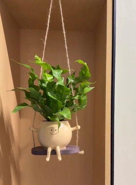 秋千摇篮花盆摆件家居庭院设计秋千设计花园精灵可爱花盆日式网红