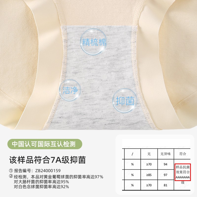fccni A类棉 新疆长绒棉7A级抑菌底裆无痕透气三角裤中腰女士内裤 - 图2