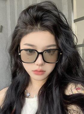 韩版时尚方框绿色墨镜女夏季防晒凹造型眼镜男开车防紫外线太阳镜