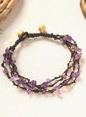 手作森系复古水晶手链多层编织文艺民族风手绳女波西米亚精致手串