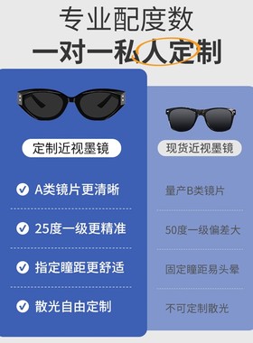 复古猫眼近视墨镜男款高级感可配带度数2025新款太阳镜防紫外线女