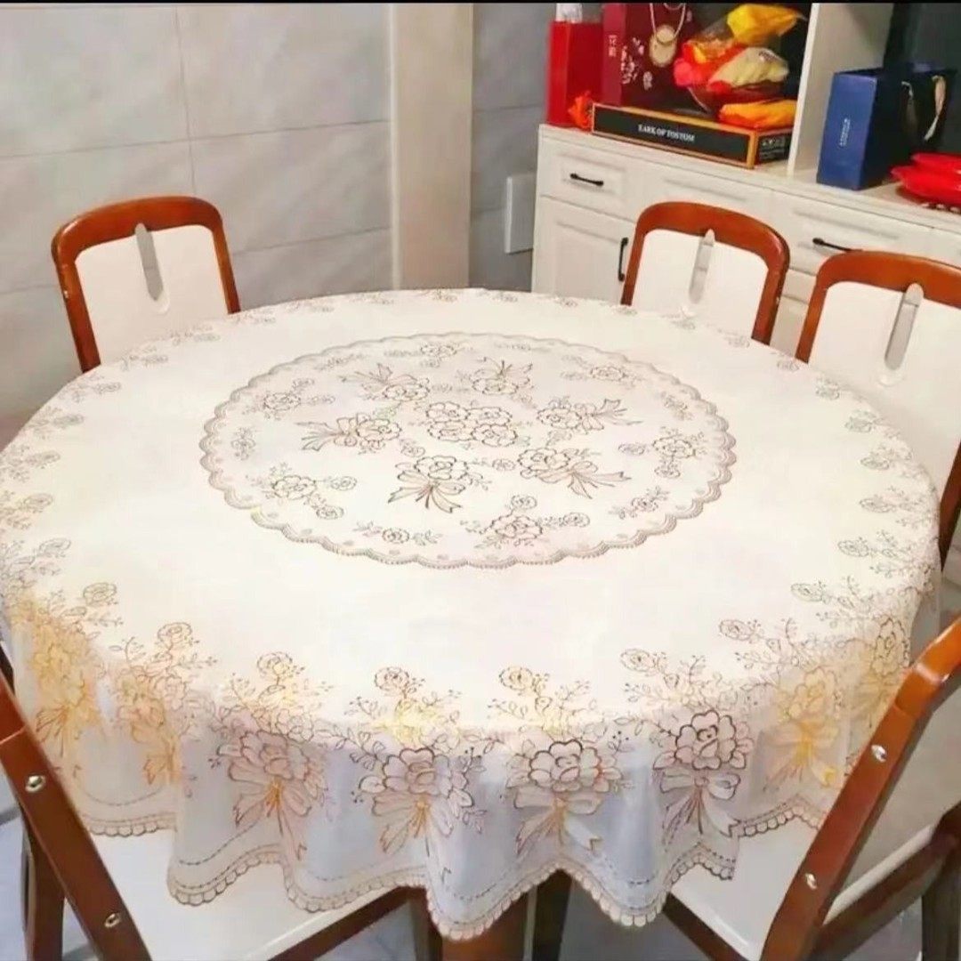 烫金免洗pvc酒店圆形桌布防水防烫防滑简约花边压花圆桌布桌台布,淘宝优惠券,粉丝福利购,淘宝优惠卷