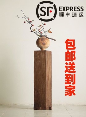 香樟木小规格原木整料侘寂风复古民宿酒店客厅玄关实木墩造景摆件