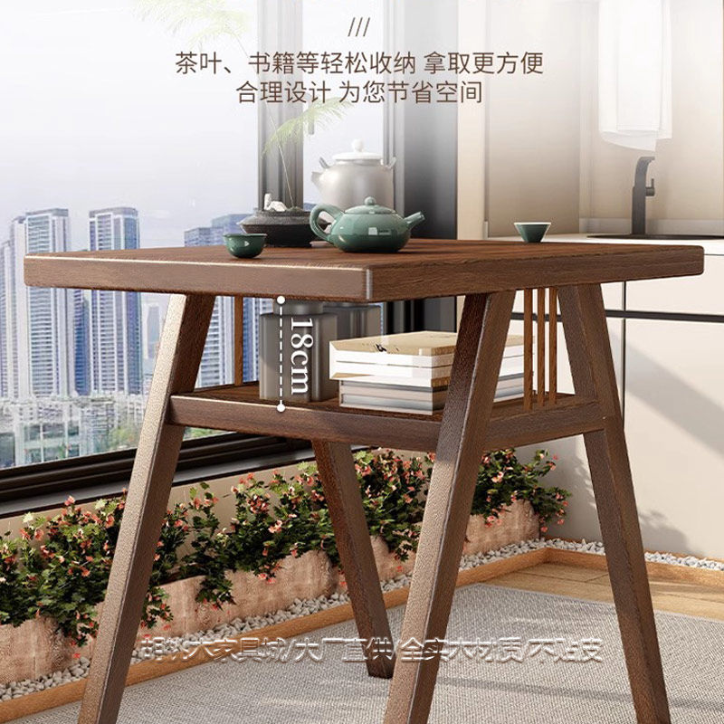 实木阳台休闲桌椅子新款阳台小茶桌户外桌椅家庭可折叠小户型餐桌 - 图2