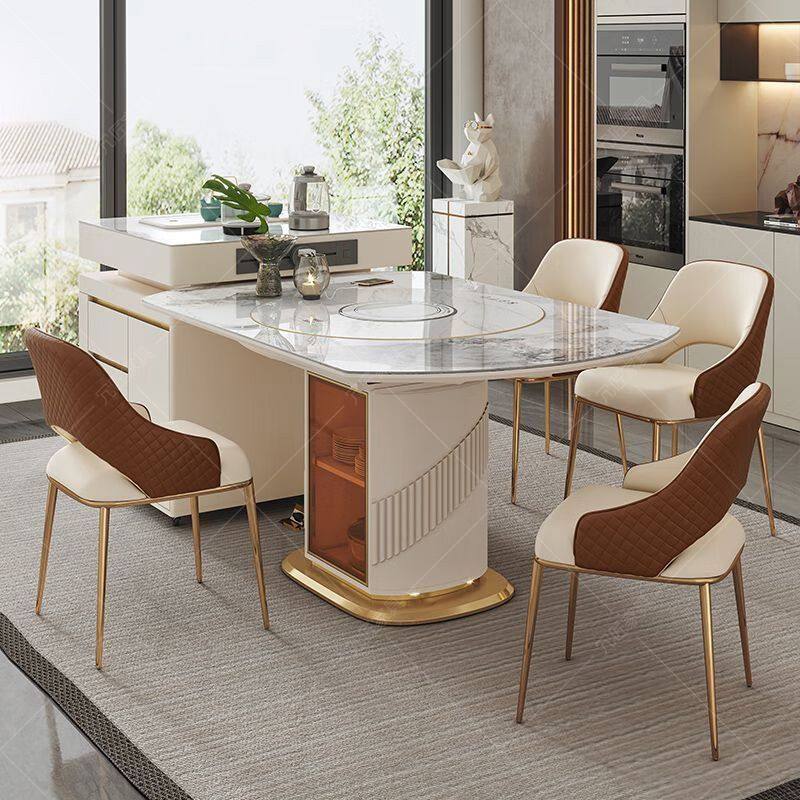 岩板岛台餐桌一体轻奢家用小户型多功能带电磁炉伸缩方圆两用饭桌,淘宝优惠券,粉丝福利购,淘宝优惠卷