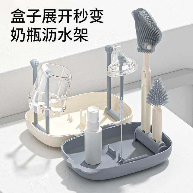 爱尼诺新生儿便携式硅胶奶瓶刷多功能外出旅行奶嘴刷吸管刷收纳盒,淘宝优惠券,粉丝福利购,淘宝优惠卷