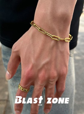 钛钢手链 斯巴达克斯手链子环环相扣素款拼接金色手饰品男配饰