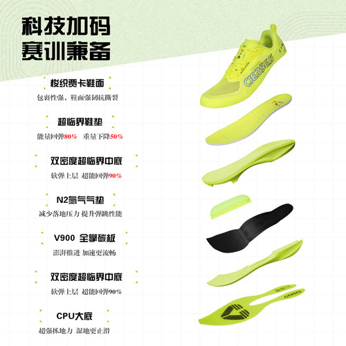 凯瑟士C+N丨专业碳板跑步鞋夏季男女跑鞋缓震气垫体考体测运动鞋 - 图3