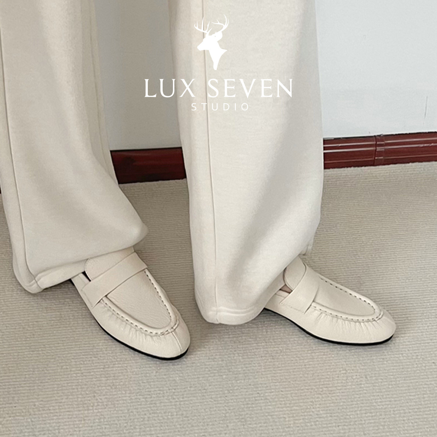 Lux Seven法式老钱极简英伦风舒适小皮鞋平底白色乐福鞋女,淘宝优惠券,粉丝福利购,淘宝优惠卷