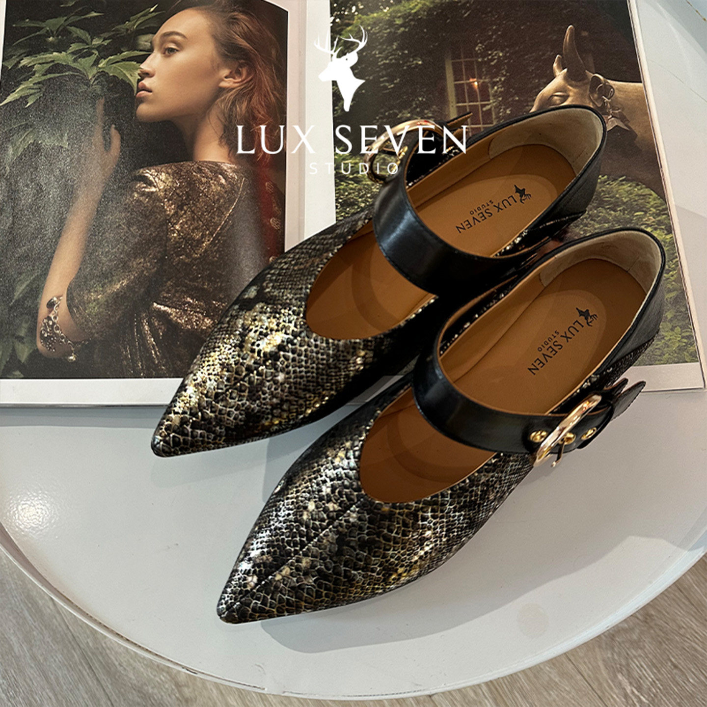 Lux Seven复古仙女舒适女巫鞋尖头V口一字扣玛丽珍奶奶鞋单鞋女,淘宝优惠券,粉丝福利购,淘宝优惠卷