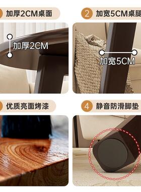 小圆桌茶几客厅家用小户型全实木沙发边几简约现代阳台圆形小茶桌