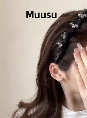 【Muusu】新款高级感网纱缠绕百搭氛围感气质发箍时尚百搭发饰