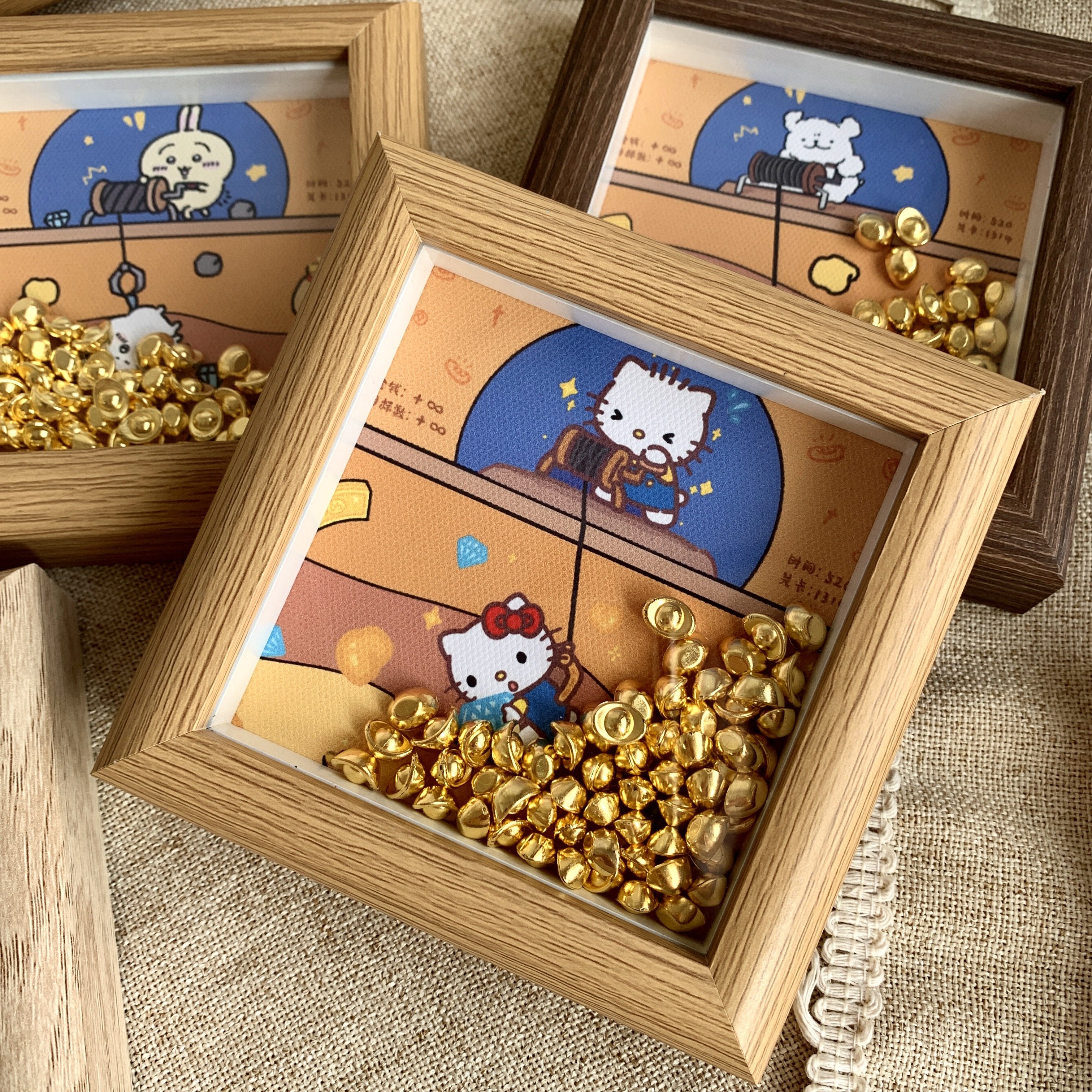 黄金矿工桌面装饰小摆台相框画DIY金豆子收纳元旦小众礼物送女友,淘宝优惠券,粉丝福利购,淘宝优惠卷