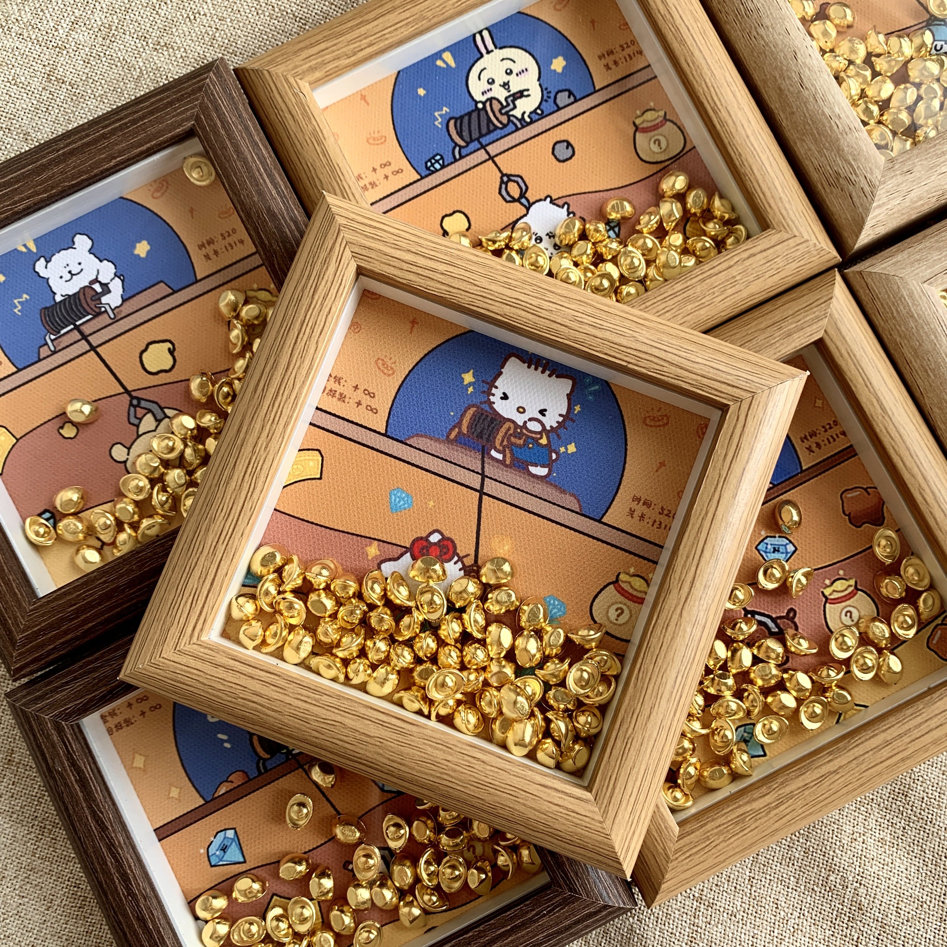 黄金矿工桌面装饰小摆台相框画DIY金豆子收纳元旦小众礼物送女友,淘宝优惠券,粉丝福利购,淘宝优惠卷